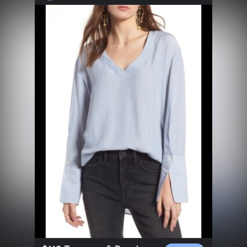 Treasure & Bond Navy and White Striped Shirt